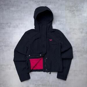 Y2K Navy Hollister Grunge Fleece Lined Bomber Jacket